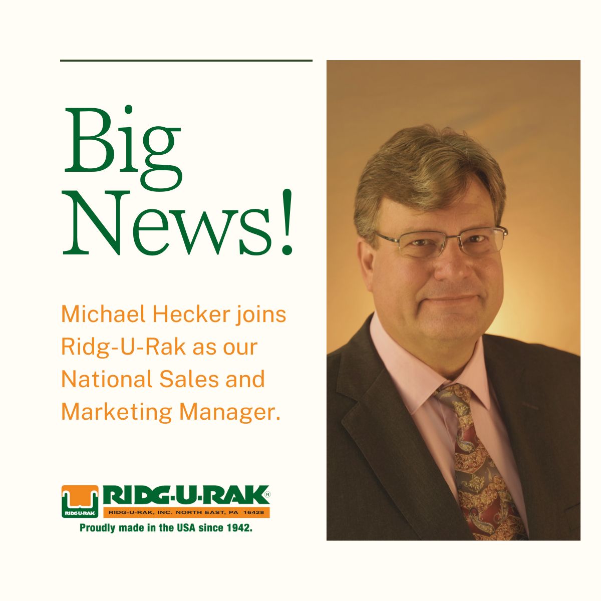 RIDG-U-RAK appoints Michael Hecker as new National Sales and Marketing Manager